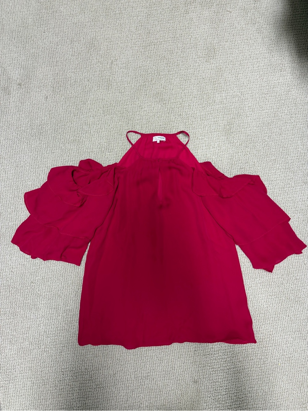 Parker Fuchsia Cold Shoulder Ruffle Mini Dress XS
